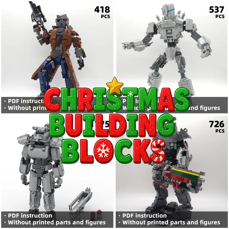 

Falowt！Sci-Fi Battle Mech Building Blocks Gray Armored Robot , Creative DIY Gift for Mecha Fans