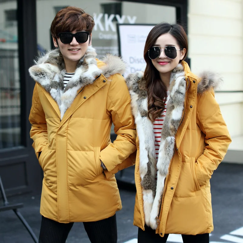 

Autumn Winter Thiened Long Du down Jaet Men's Faionable Workwear Coat for Women Neutral Sle Printed Polyester Fabric