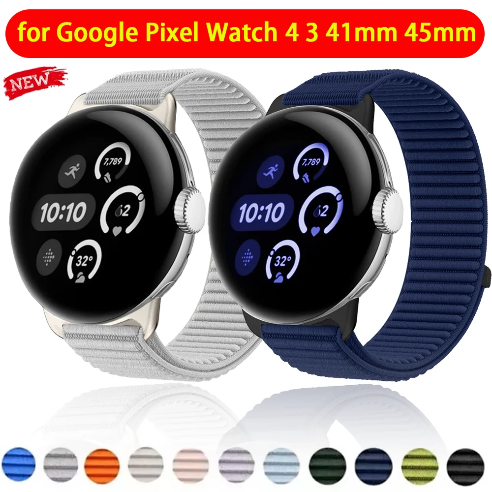 Tali Nilon Sport untuk Google Pixel Watch 4 3 41mm 45mm Gelang Bernapas Model Gelombang untuk Google Pixel Watch 2 1 Correa