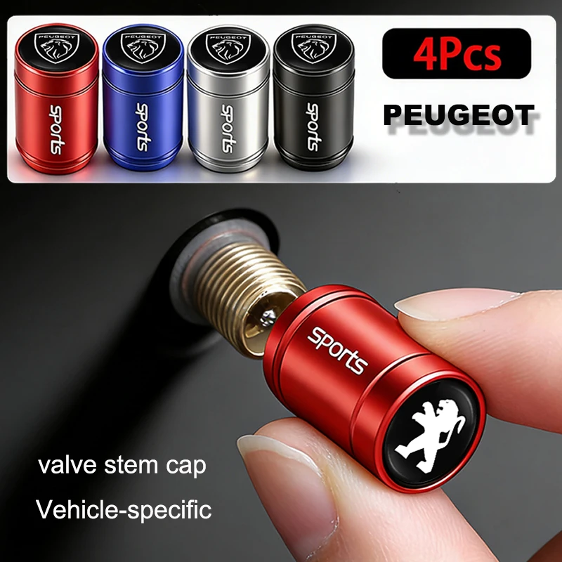 4 Uds tapas de válvula de neumático de Metal cubierta de vástagos de aire de neumático de coche para nueva Peugeot 107 206 508 607 407 108 106 408 205 807 308 406 301 307 4008