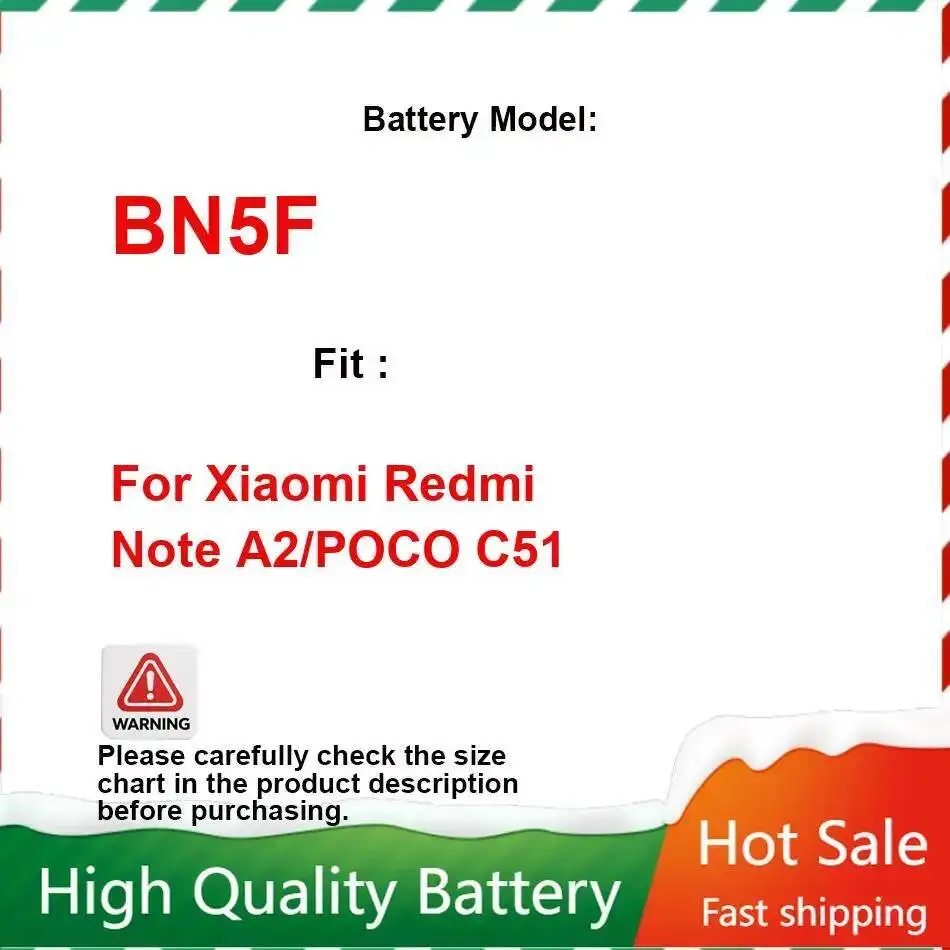 

BN5F безопасный и надежный аккумулятор для мобильного телефона Xiaomi Redmi Note A2 Poco C51 5000 мАч
