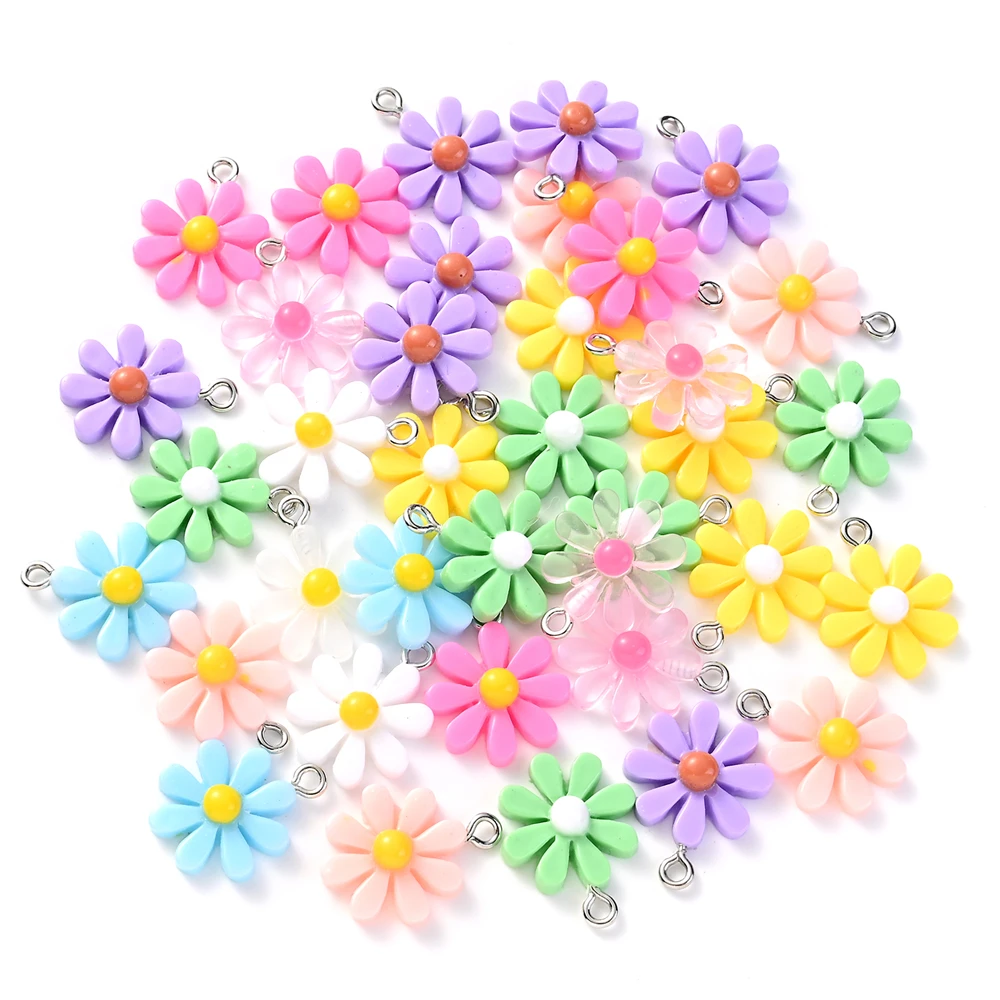 10 Stuks 16X20Mm Daisy Bloem Hanger Kleurrijke Zonnebloem Kralen Charmsfor Sieraden Maken Ketting Oorbel Handgemaakte Sieraden