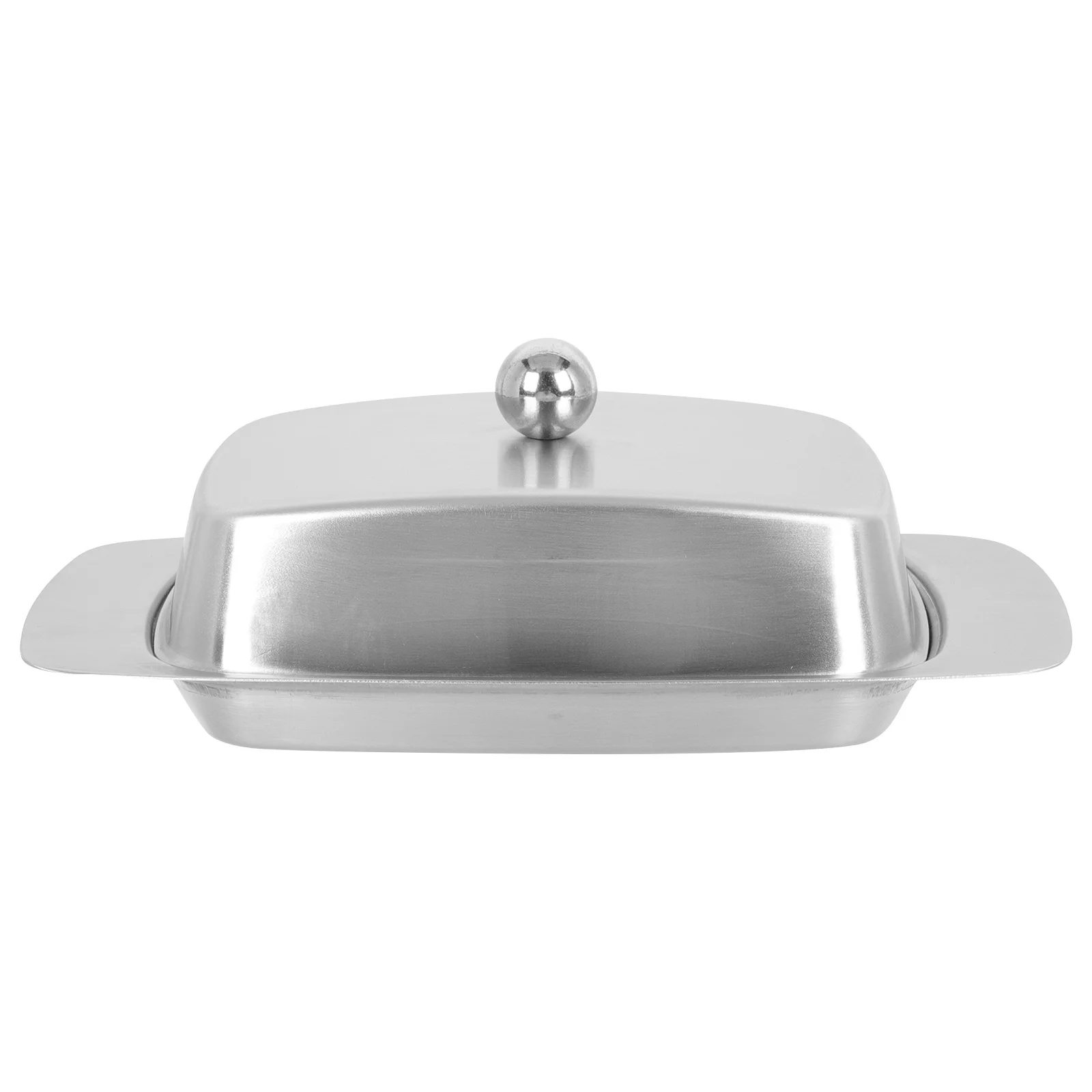 

Cake Pan with Lid Stainless Steel Butter Box Restaurant Cheese Dish Plate Large Banquet Container Silver