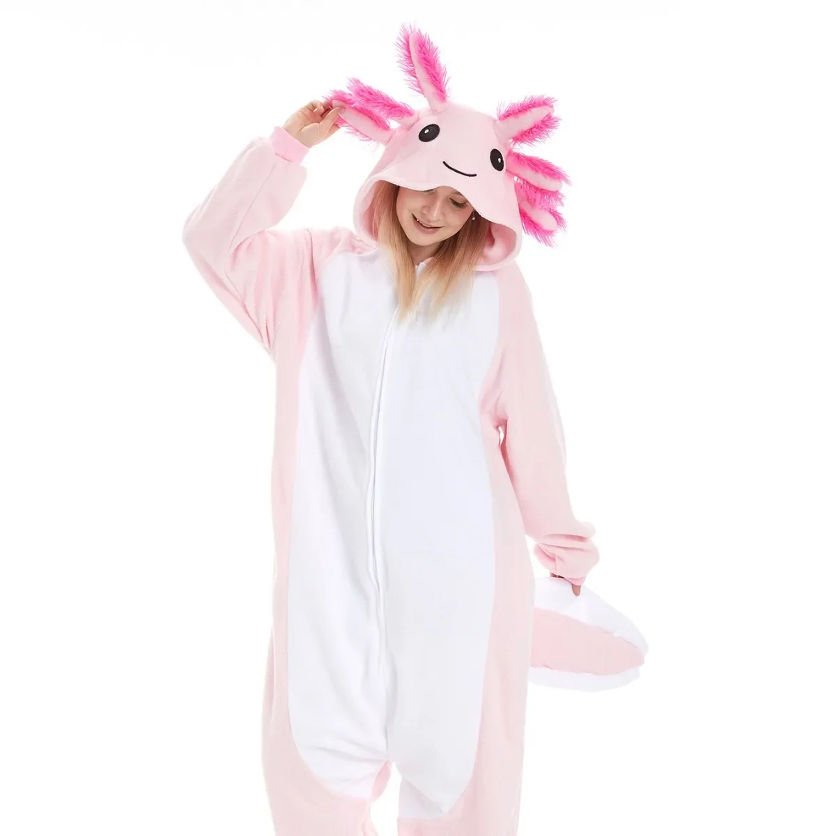 Adults Unisex Salamander Animal Pajama Women Fish Onesie Sleepwear Girl Anime One-Piece Birthday Gift Cosplay Kigurumi Costume