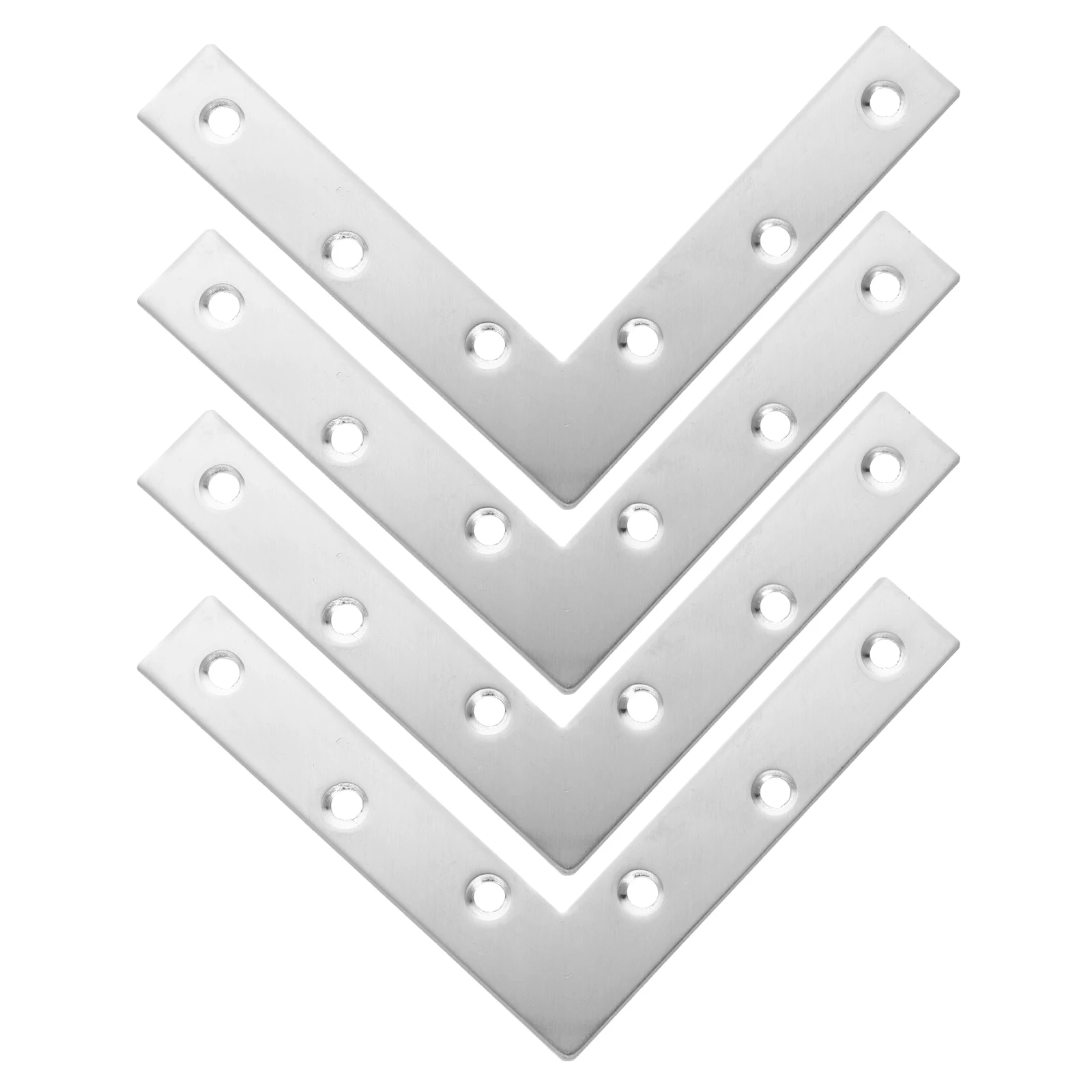 

4pcs Stainless Steel L-Shaped Flat Corner Braces Heavy Duty Wood Support Brackets Mending Plates For Cabinet Shelving