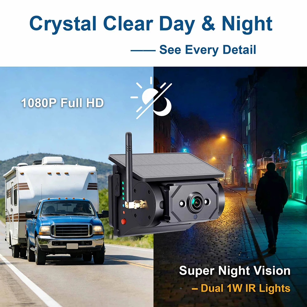 Wireless Solar WIFI Outdoor Camera Battery 1080P Infrared Night Vision Magnetic Camera IP68 Waterproof Wide Angle Reverse Camera
