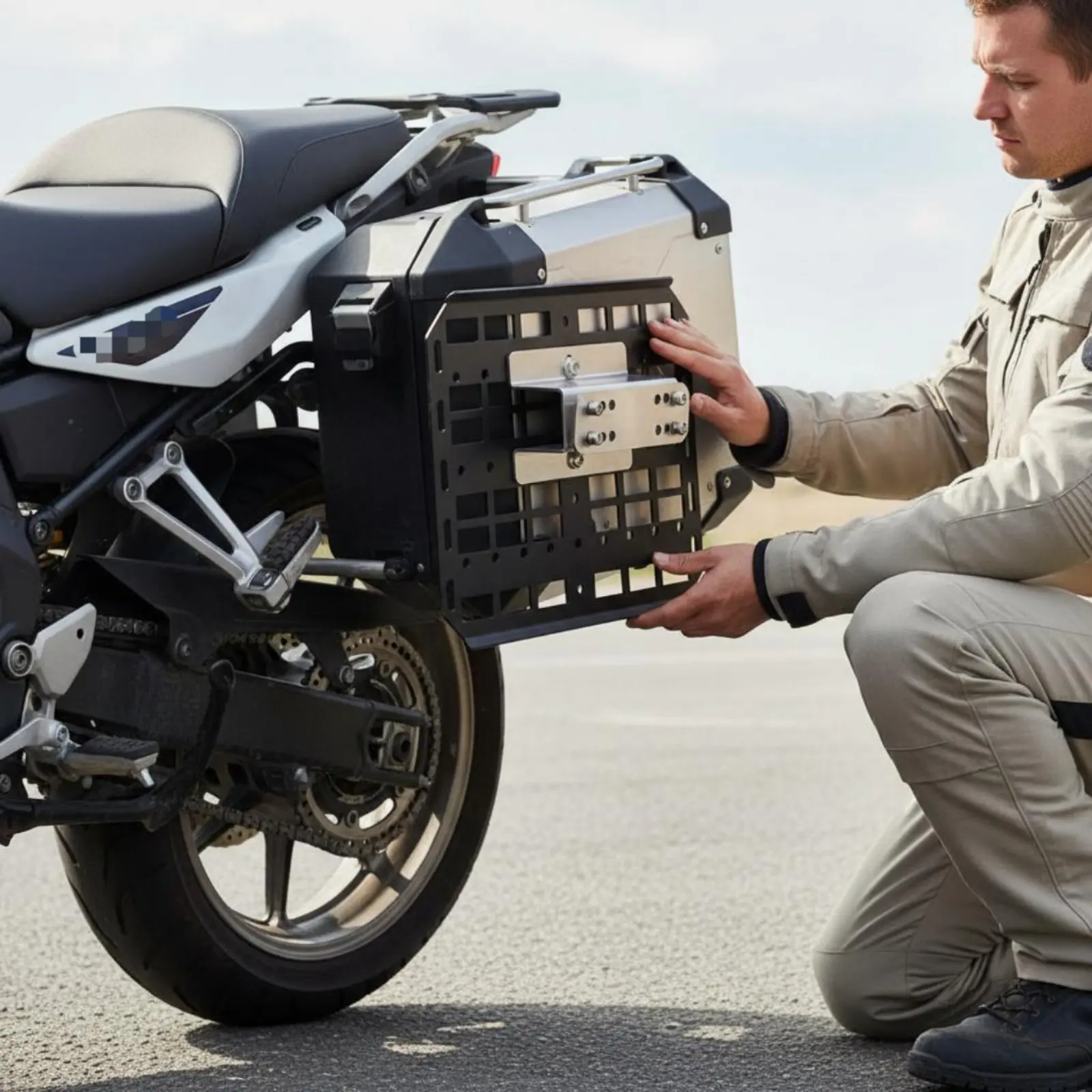 Motorcycle Side Box Hanger Style Motorcycle Side Bag Mount Motorbike Gear Sturdy Metal Vehicle Accessory Wear-Resistant