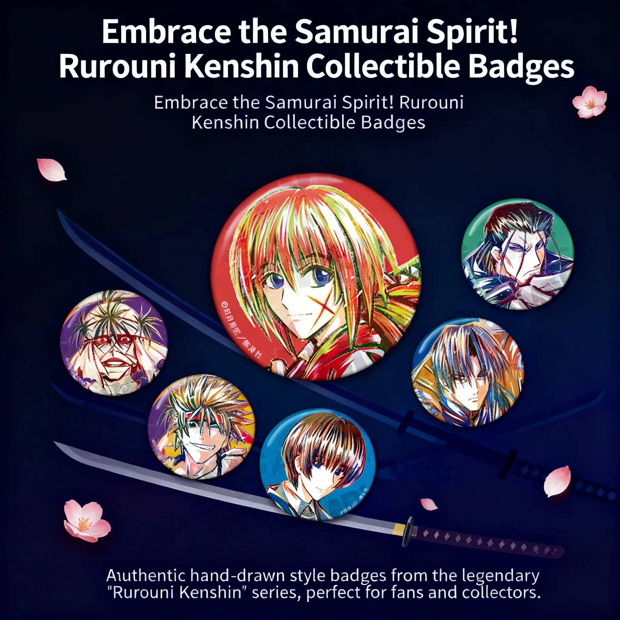 Rurouni Kenshin Himura Kenshin Battousai - Pin de Anime, Llavero, Kaoru Saito, Shishio Makoto - Mercancía, Souvenir, Regalo