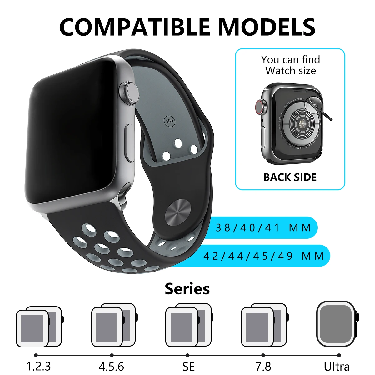 حزام سيليكون لساعة أبل العصابات 44 40 مللي متر 45 41 مللي متر 38 مللي متر 42 مللي متر حزام سوار لسلسلة iWatch se 9 8 7 6 5 3 الترا 2 الفرقة 49 مللي متر