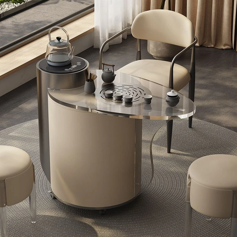 Italian light luxury acrylic tea cart, mobile small tea table