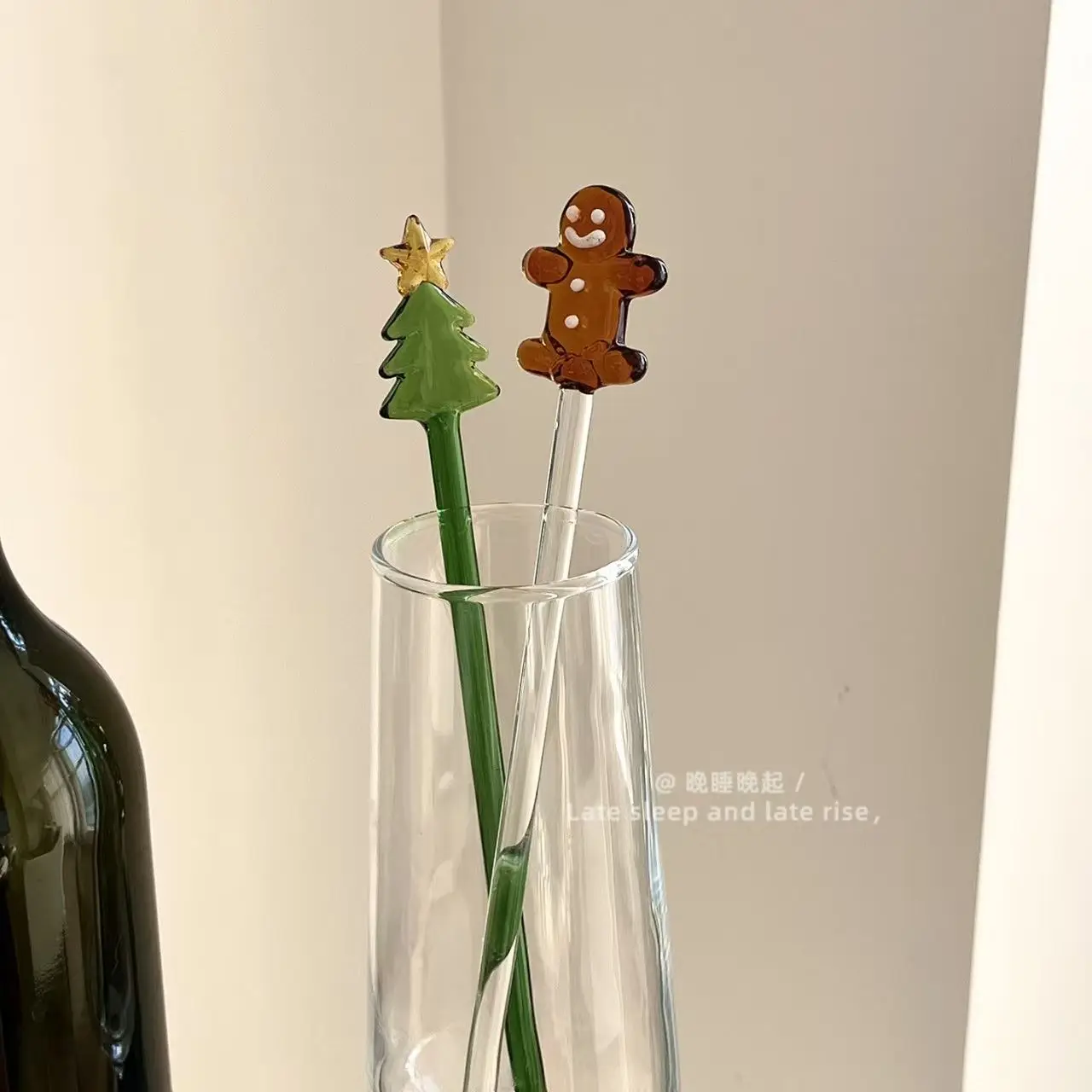 

Christmas Tree Glass Cocktail Stirrers Creative Holiday Drink Swizzle Sticks Coffee Mixing Rods Festive Bar Accessories Reusable