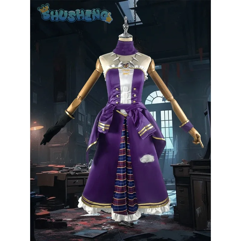 Identity V Patricia Dorival Conjurer Cosplay Costume Necklace Gloves headwear purple sexy strapless dress Halloween party suit