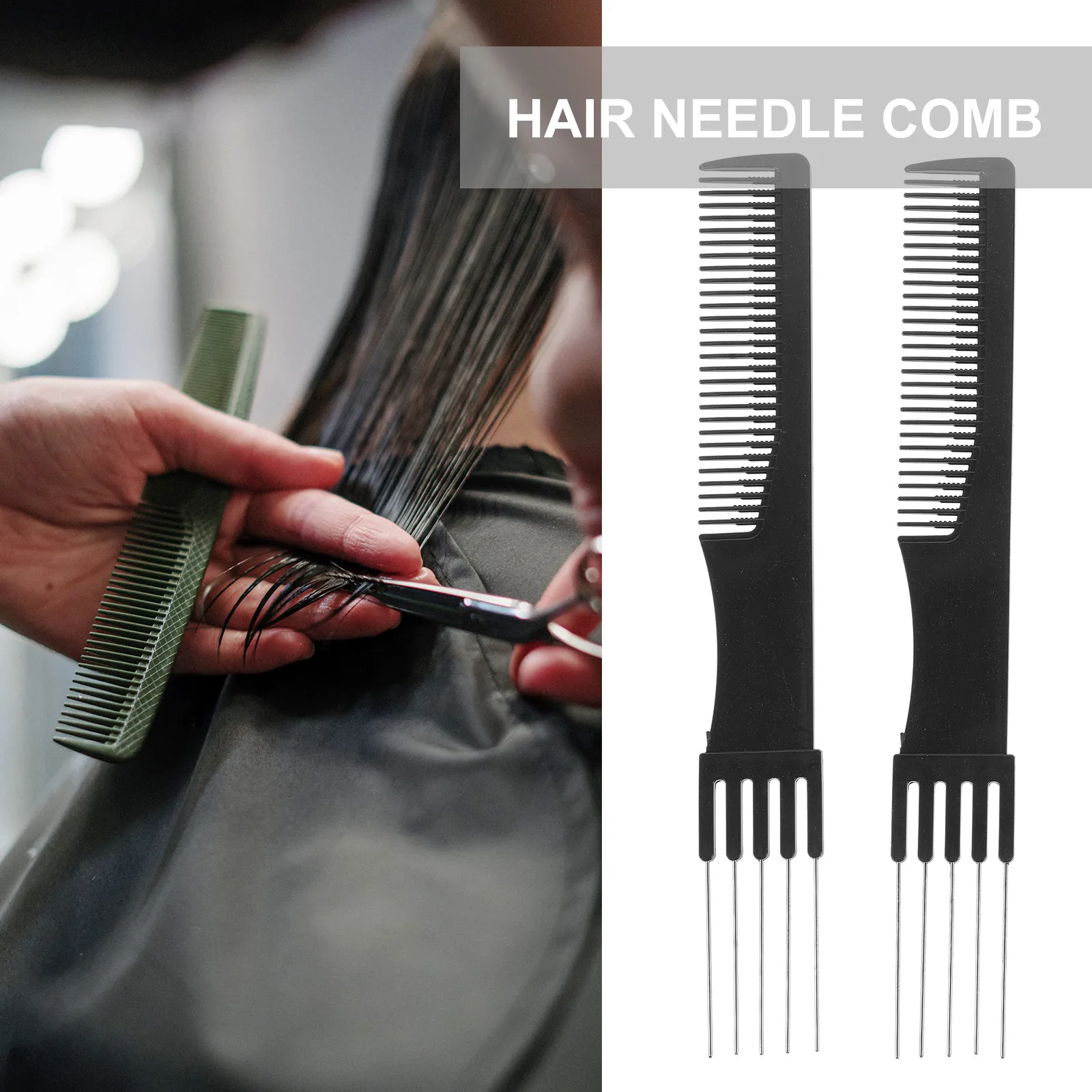 5Pcs Steel Needle Hair Pick Comb Multifunctional 2 in 1 Professional Hair Styling Hairdressing Tool Hairdressing Comb
