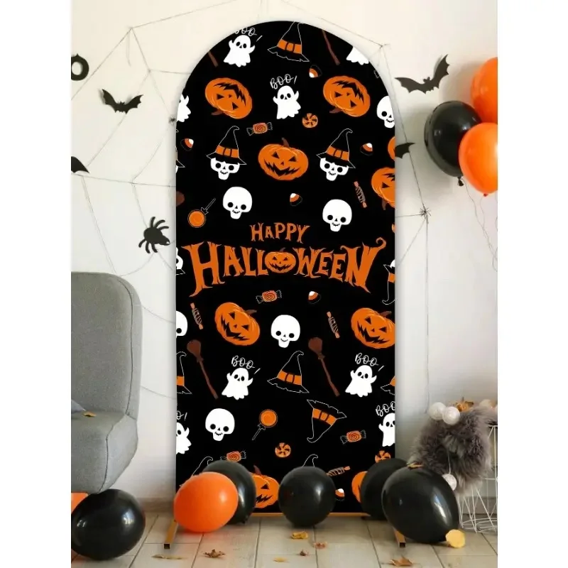 Joyeux Halloween fantôme arc toile de fond couvre Orange Boo extensible arc toile de fond support couvre Halloween fête décor