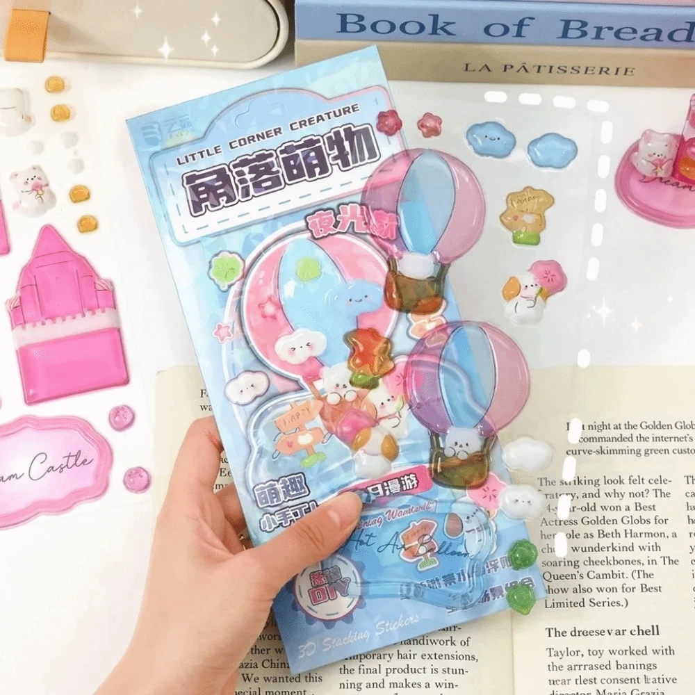 Glow-In-The-Dark 3D Stacking Stickers DIY Creative Handmade Luminous Embossed Stickers Focus-Enhancing Cute Cartoon Stickers