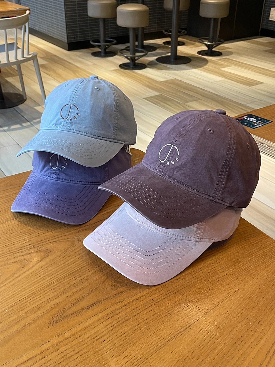 

Washed cotton soft top baseball cap female alphabet embroidery showing face small big head circumference cap men's hat