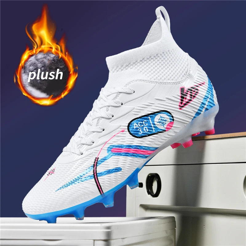 Men Football Shoes Winter Warm Soccer Shoes Society Cleats Professional Fast Outdoor Football Field Boots Training Sneaker Match