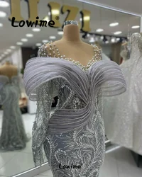 Robes 2024 Long Sleeves Aso Ebi Crystals Mermaid Prom Dresses Sequined Evening Party Second Reception Birthday Engagement Gowns