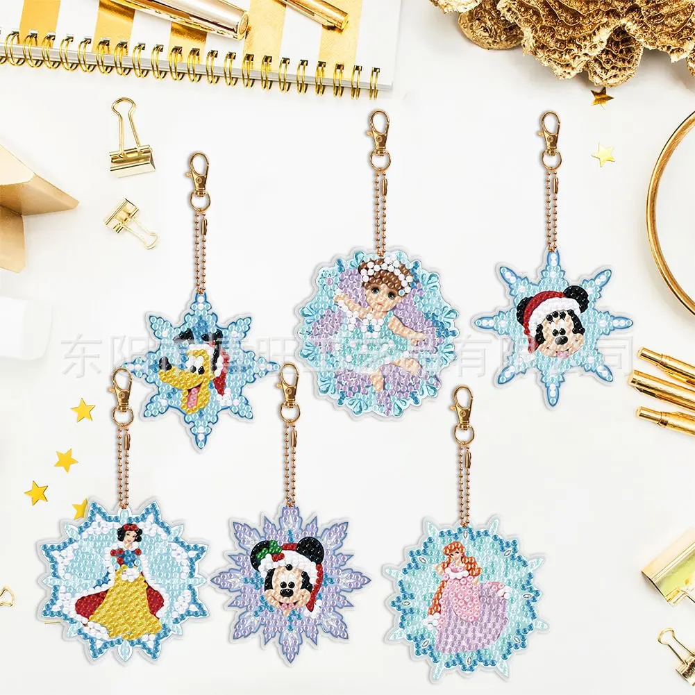 Diamond Painting Disney Characters DIY Keychain Pendant Dot Drill Embroidery Double Sided Point Drilling Acrylic Pendant Handmad