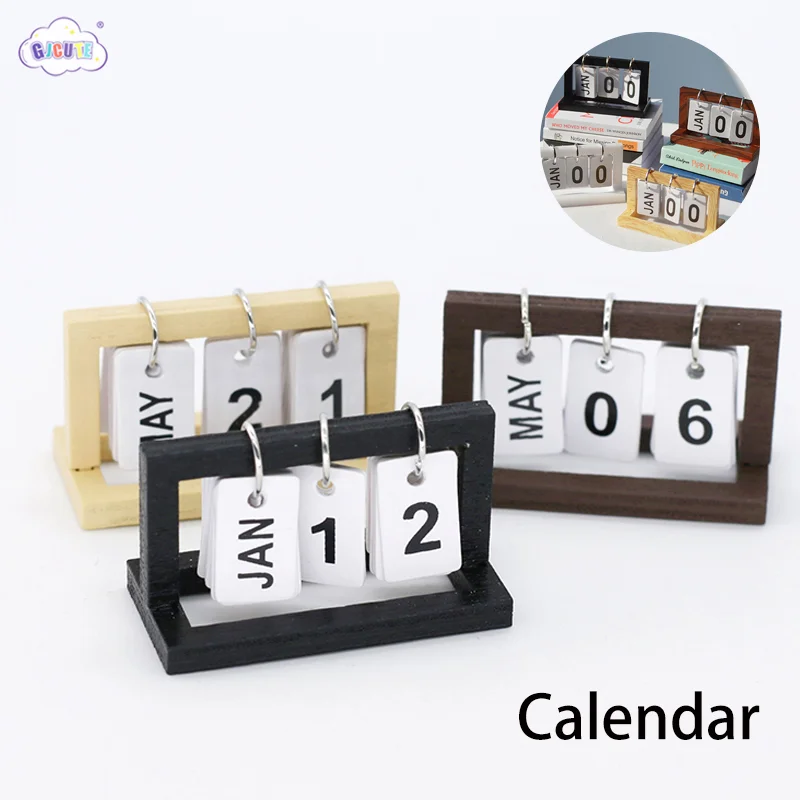 1:12 Dollhouse Miniature Wooden Calendar Scene Model Doll House Home Furniture Desk Calendar Decor Toy Accessories