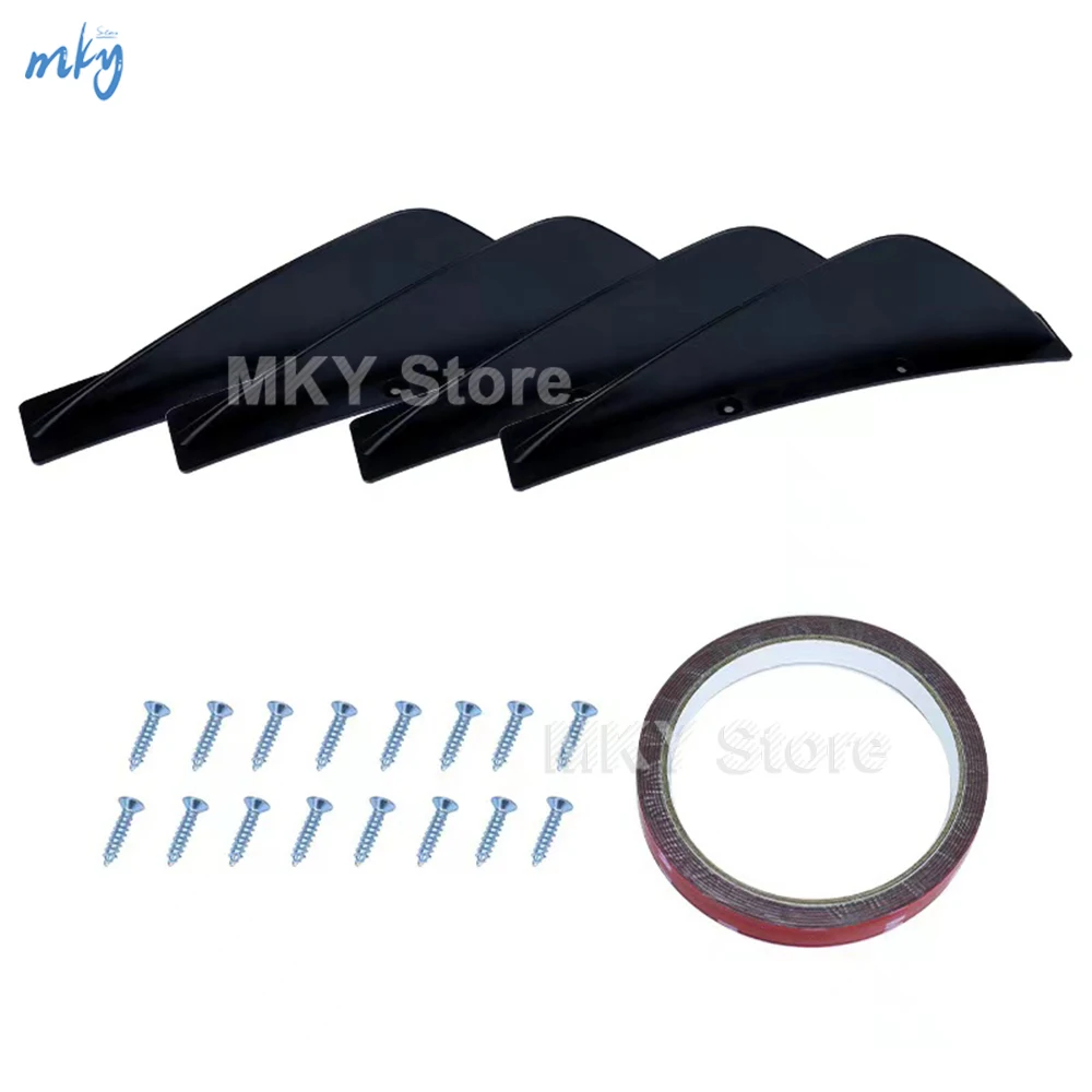 Universal 4pcs Car Rear Bumper Strip Lip Spoiler Diffuser Splitter Scratch Protector Car Tail Extension Car Anti-collision