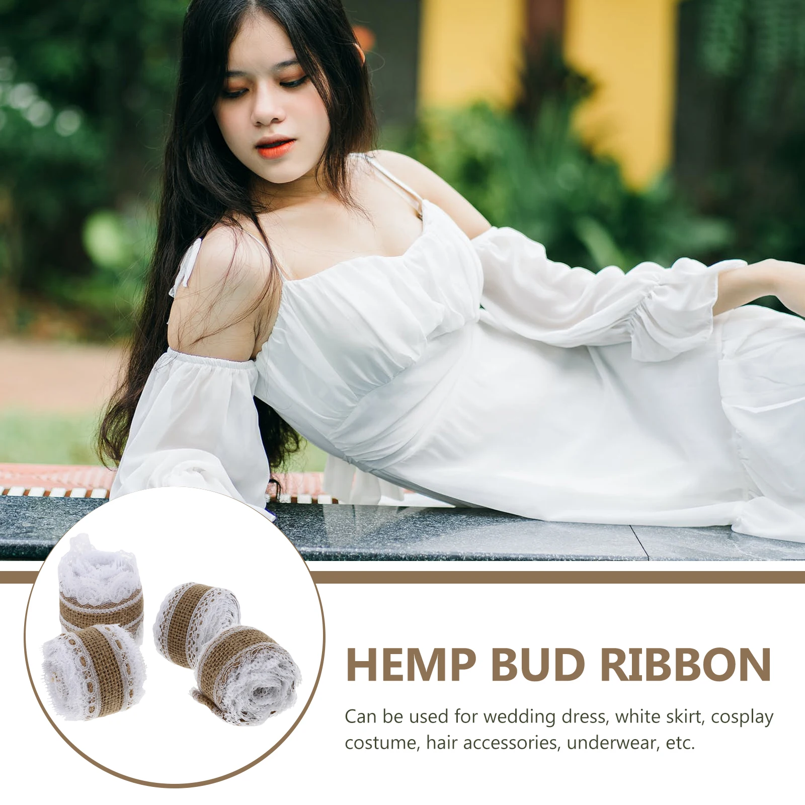 

4pcs Lace Border Burlap Rolls Wedding Supplies Diy Sewing Trim Craft Fabric Bridal Dress Cosplay Costume Decorative Ribbon