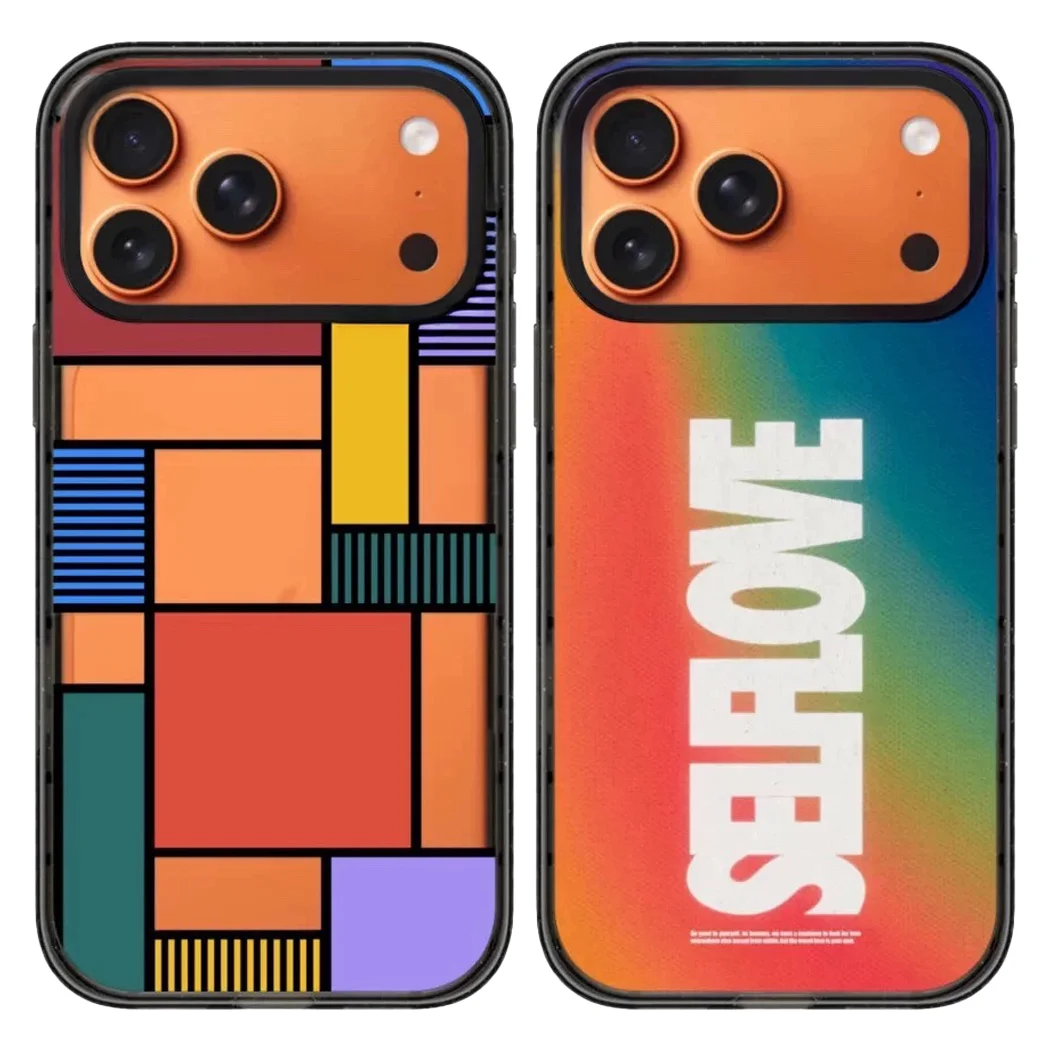 

Color Block Gradient Acrylic Black Border Magnetic Case: Compatible With IPhone 17 16 15 14 13 12 Pro Max 17 Air