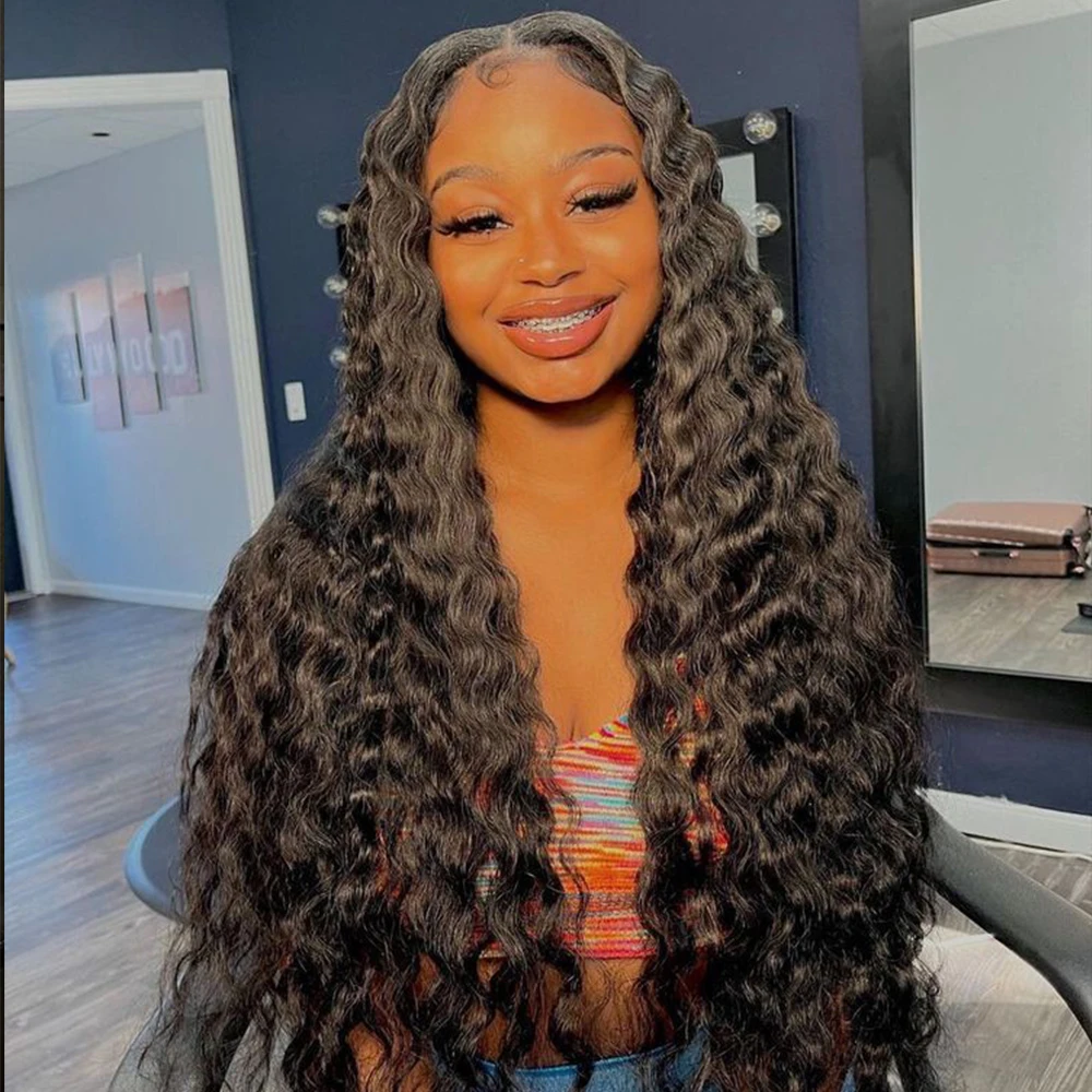 32 Inch  Deep Wave Frontal Wig For Black Women Pre Plucked Brazilian Hair 13x4 Curly Lace Front Human Hair Wigs 13x6 Hd Lace Wig