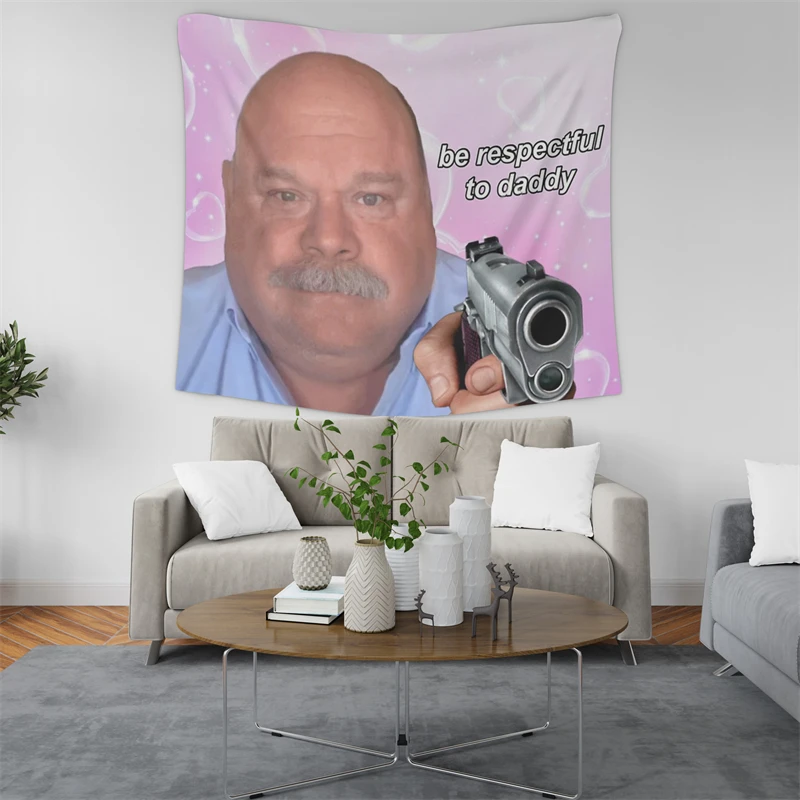 Gaslight Gatekeep Girlboss Bertram Winkle Be Respectful to Daddy Funny Meme Tapestry Wall Hanging Art for Bedroom Living Room