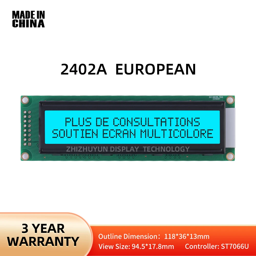 Módulo de exibição LCD europeu, tela azul gelo, módulo de exibição LCM, 24*02 fornecimento estável, LCD2402A, 2402