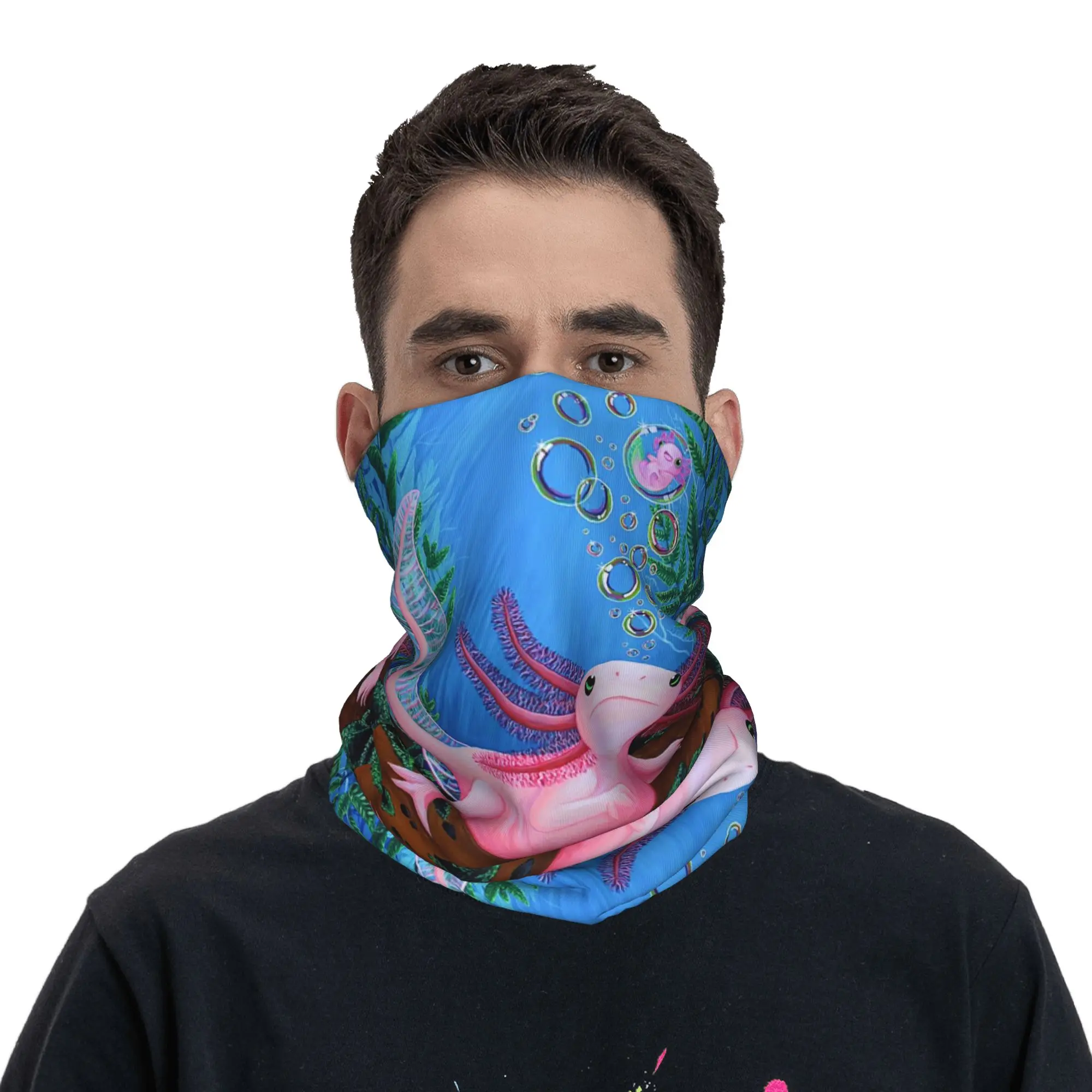 

Axolotl Bubble Baby Bandana Neck Gaiter Printed Wrap Mask Scarf Headwear Riding for Men Women Adult Winter