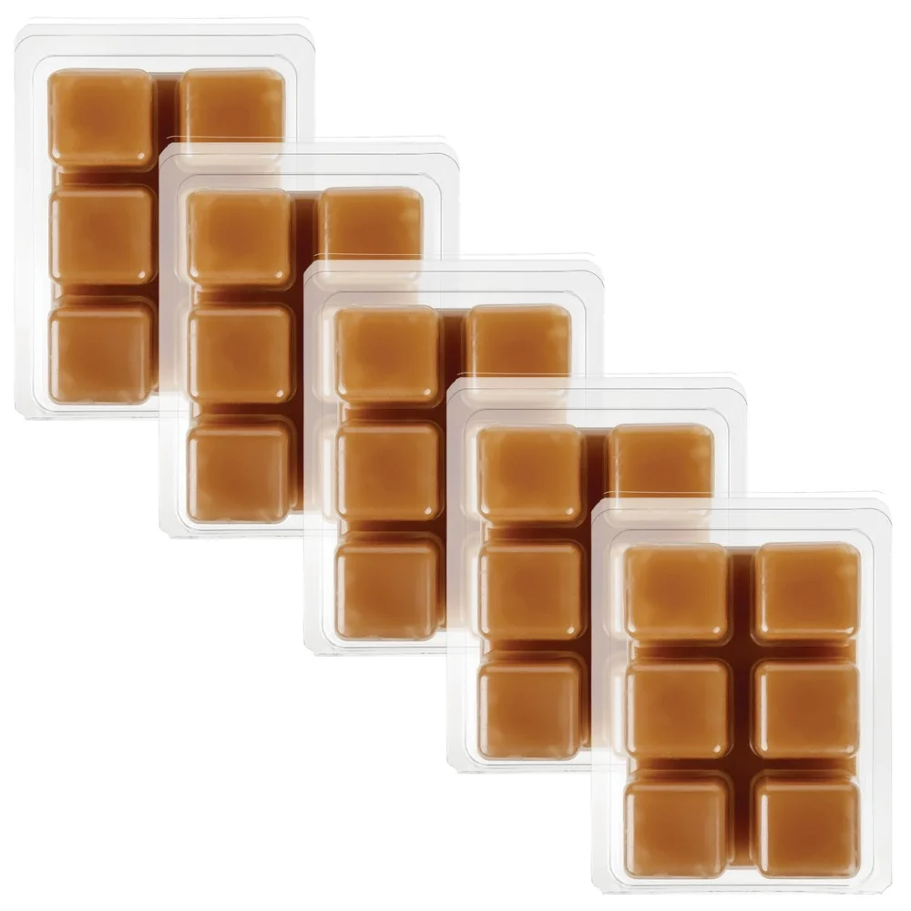 Карамельный яблочный ириска, ароматические восковые блюда, 5 упаковок, высокоароматические многоразовые кубики воска, легко очищаемые, без остатков сажи с пламенем, идеально подходят