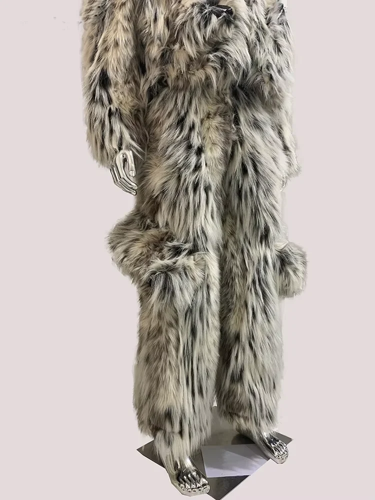 

Mauroicardi Winter Long Colorful Thick Warm Hairy Fluffy Faux Fox Fur Wide Leg Pants Men Luxury Designer Emo Clothes Streetwear