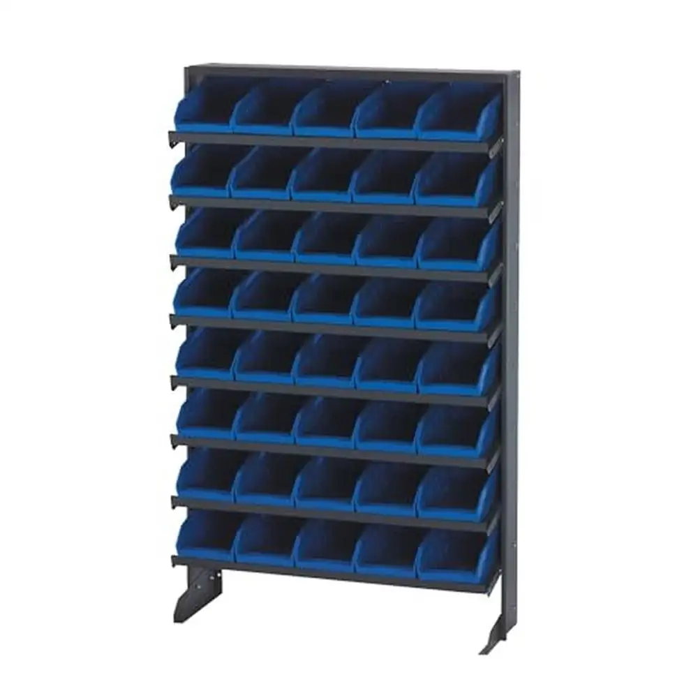 Double-Sided Display Sloped Pick Rack Kit 400 lbs Capacity 24 Ivory Bins Efficient Storage Solution Warehouse Retail Store