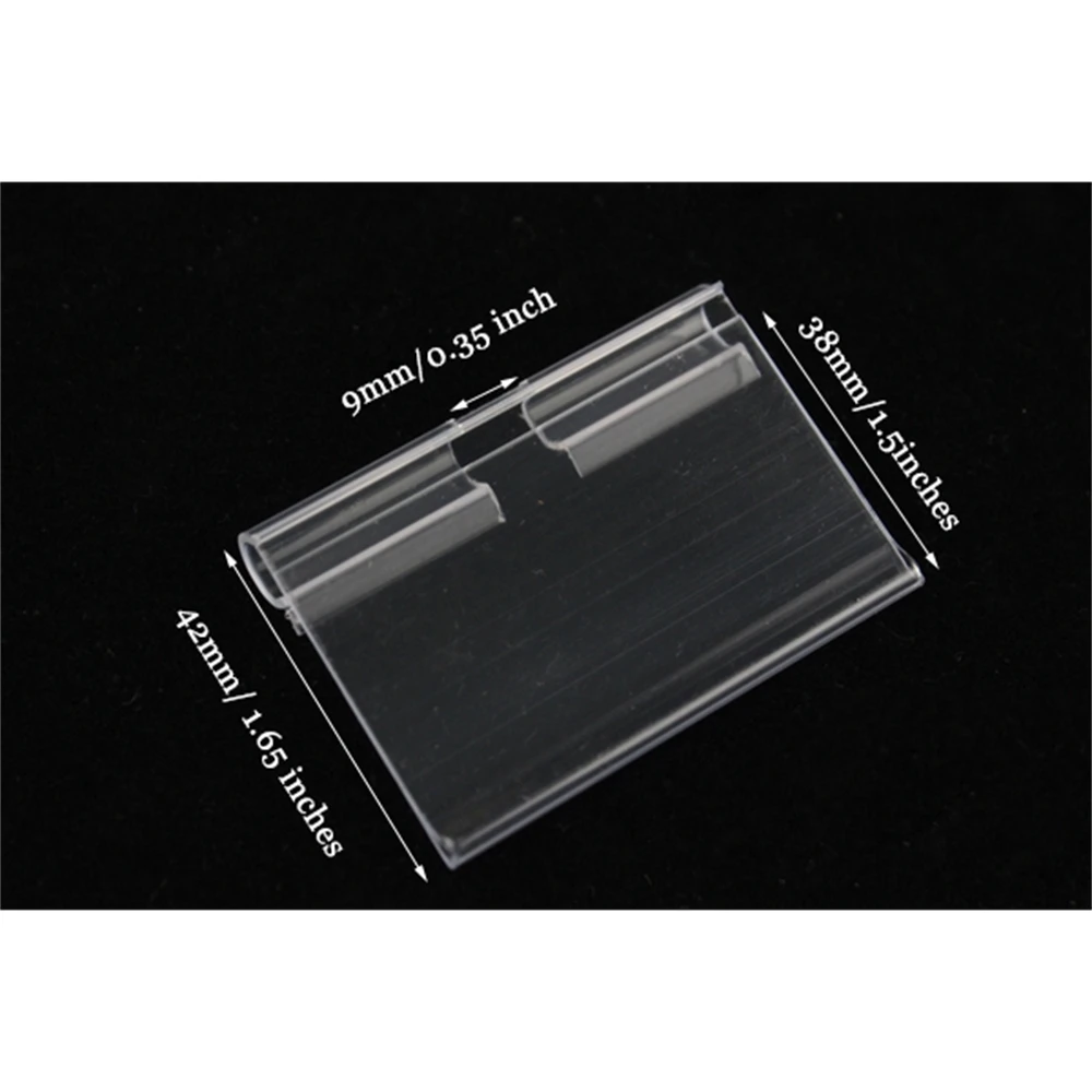 6x4.2cm Clear Pvc Plastic Price Tag Display Label Holder Sign Clip Merchandise Name Card Price Scan Frame Shelf Hook Data Strip image 3