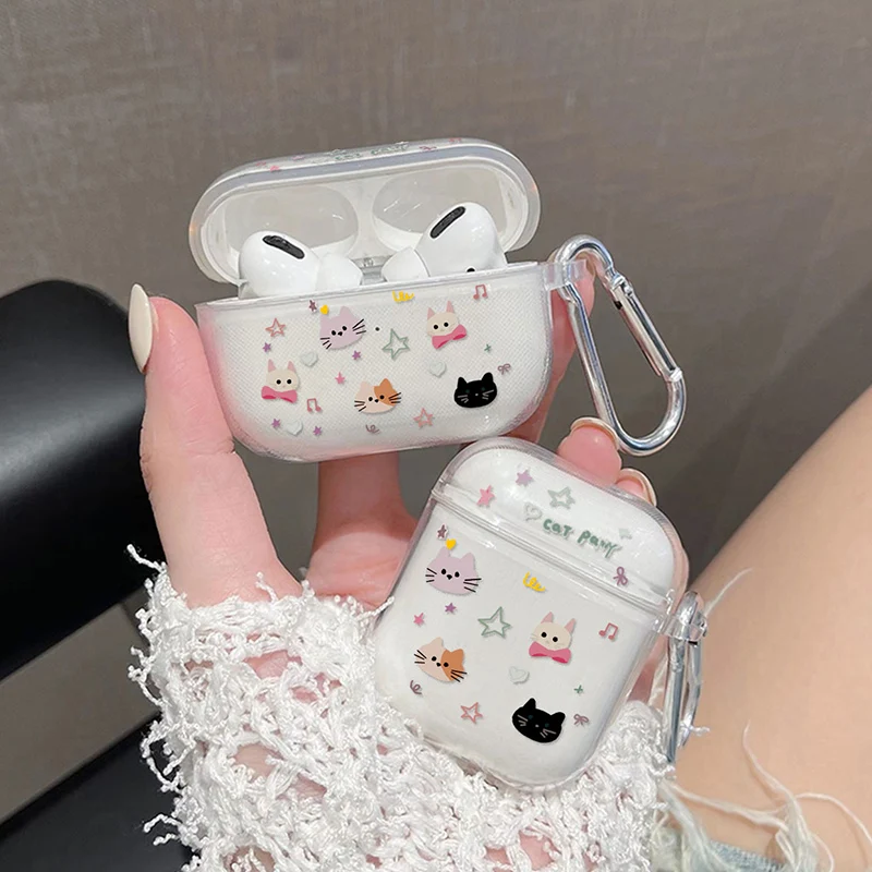 Ins Cute Style Cat Airpods Case for Airpods 1 2 3 4 Pro Pro2 2022 Funny Cat Soft Earphone Air Pods 4 Covers Anime Funda Couque