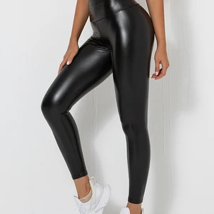 Sexy Leder -Leggings PU für Frauen lässige Tanzhose Hoch -geschwächtes Yogahosen Hüften Push Up Damensporthosen 8 Hauptverkäufe hohe Taille Lederhose - №8