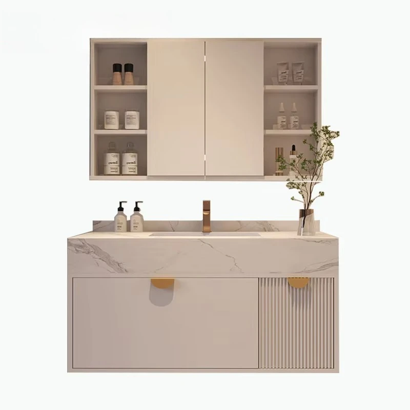 

Pink modern large storage space with side cabinets, bathroom cabinets with drawers