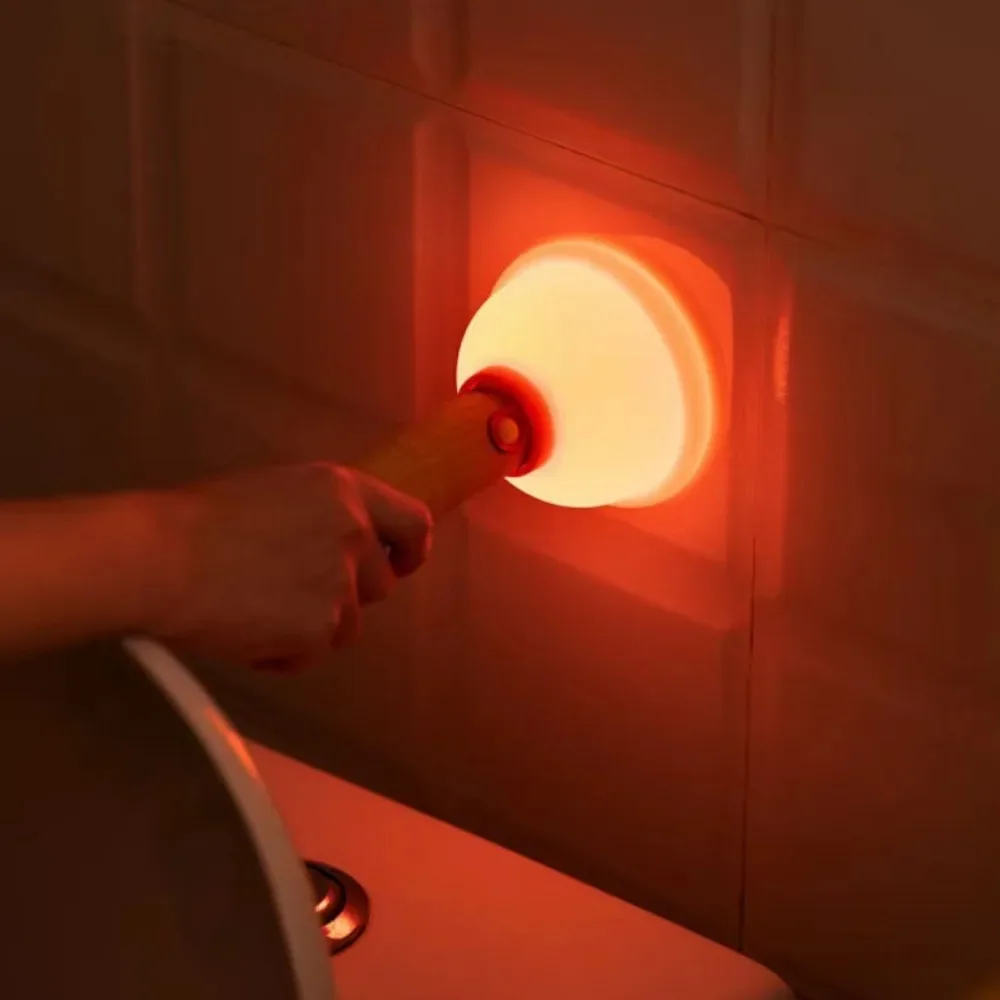 Cute Silicone Night Light Wooden Handle Toilet Suction Novelty Lighting Usb Rechargeable Creative Quirky Sleep Night Lamp