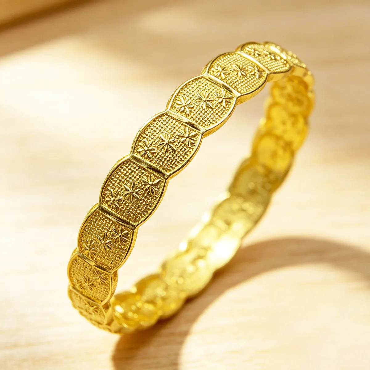 1/2/4PCS 24k Gold Color Bangles For Women Gold Bracelets Wedding Party Bridal Jewelry Joias Ouro Factory Price Vint