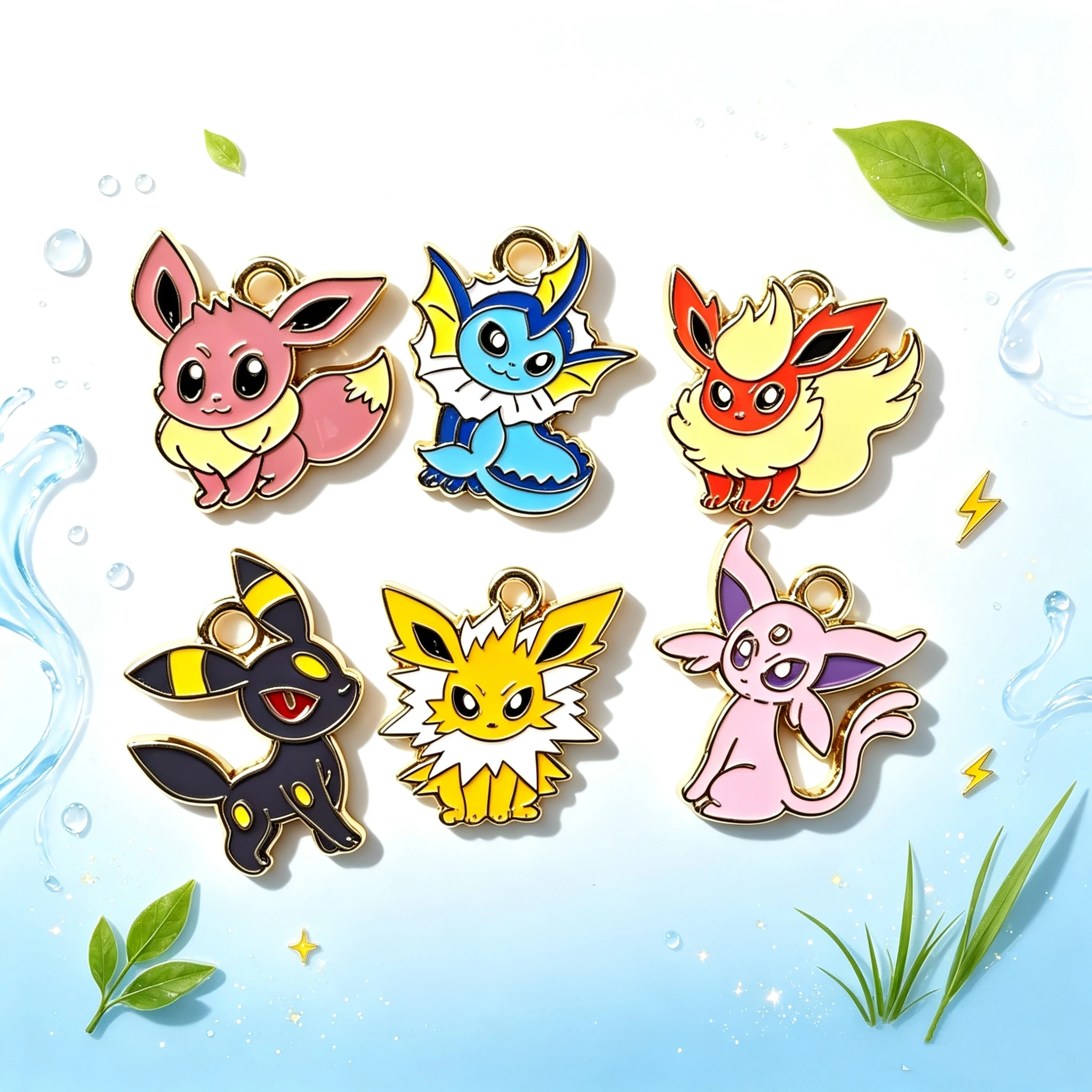 6Pcs Multi-form Cute Creature Metal Charm Set, Color Enamel Pendants, DIY Jewelry Supplies & Collect Gifts for Anime Fans