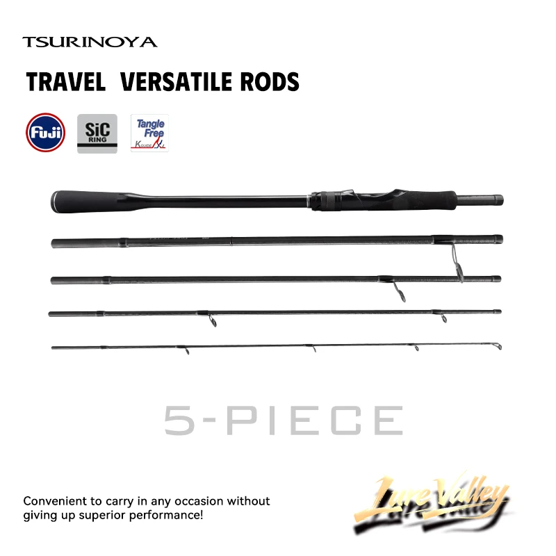 TSURINOYA LURE VALLEY 5 Section Spinning Casting Fishing Rod 1.98m 2.08m 2.28m 2.44m 2.7m FUJI A Guide travel versatile Bass Rod
