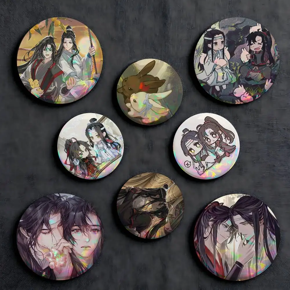 Mo Dao Zu Shi Cute Anime Laser Button Pins Backpack Clothing Decor Brooch Fiction Badge Jewelry Gifts