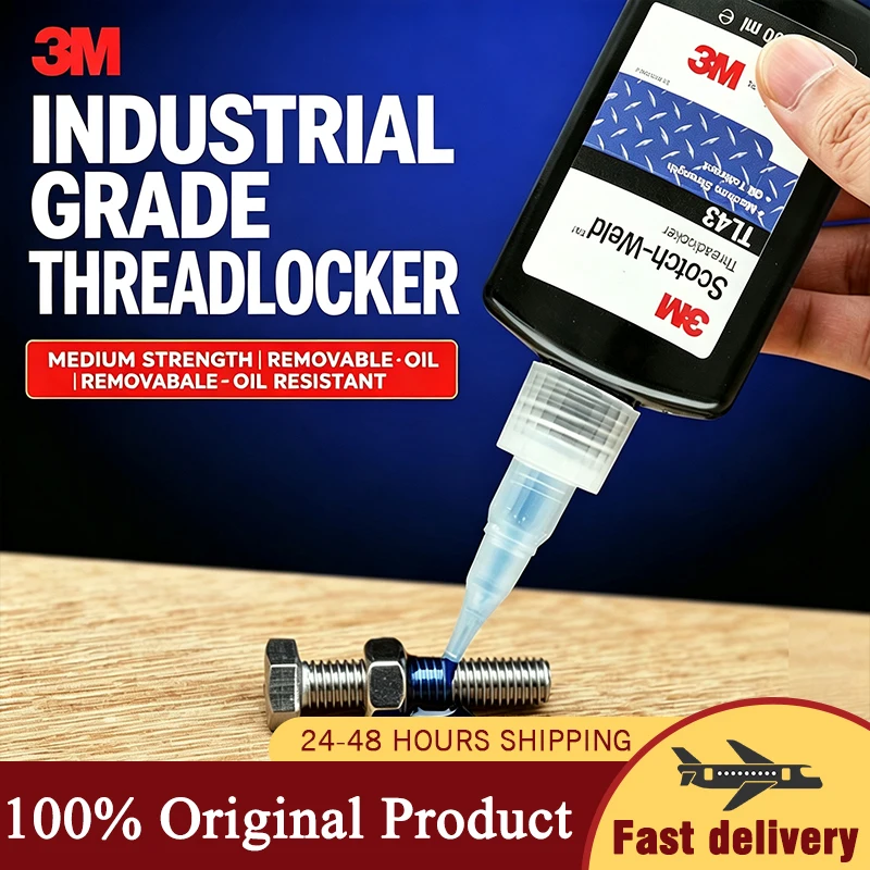 3M TL43 Scotch Weld Blue Threadlocker 50ml Medium Strength Oil Tolerant Removable Adhesive for Bolts Nuts Screws