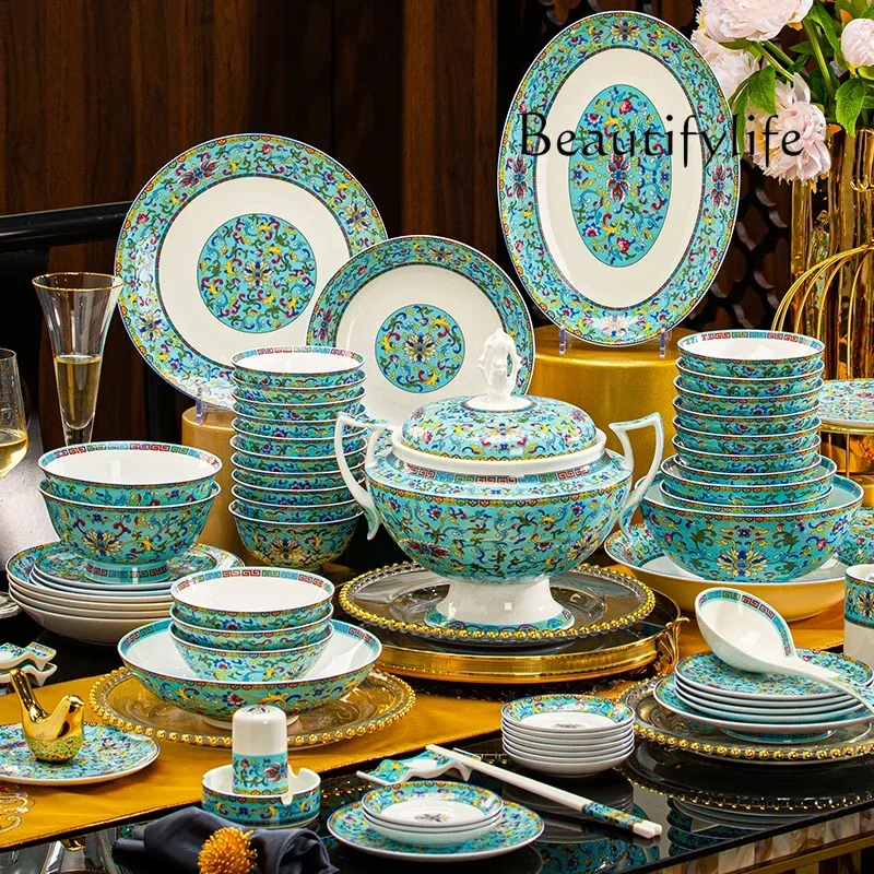 Gift Vajillas Completa Dinner Set Fine Party Wedding Dinnerware Sets Plates Luxury Dinner Guests Kitchen Dinnerware Sets