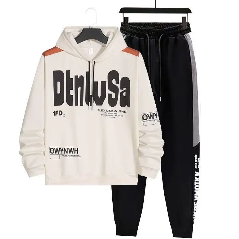 

Casual Men's Set Autumn New Loose plus Size Trendy Sweatirt Sweatpants Sports Leisure Two-piece Set Polyester Long Sve L...