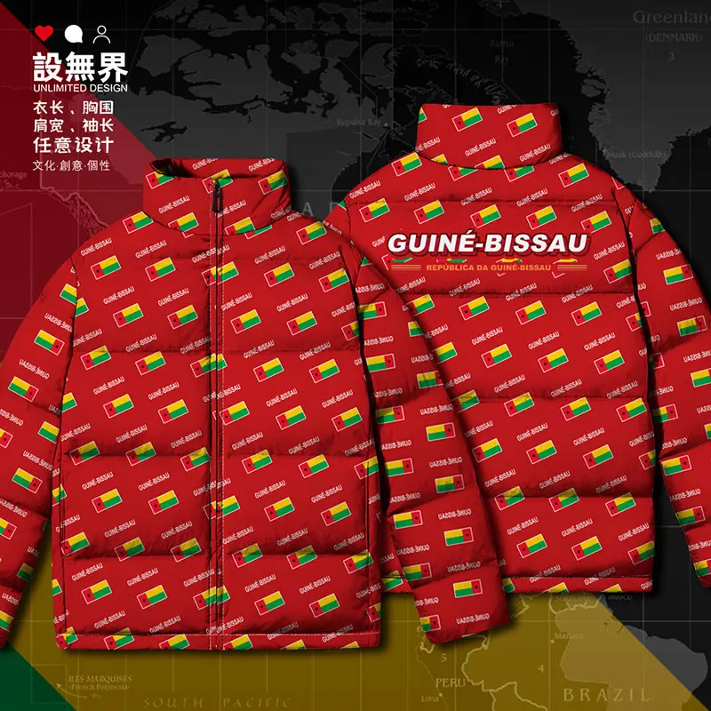 Republic of Guine Bissau Guinean Bissau GNB country flag White duck down Jackets Casual Warm mens Thick Man Winter down coat