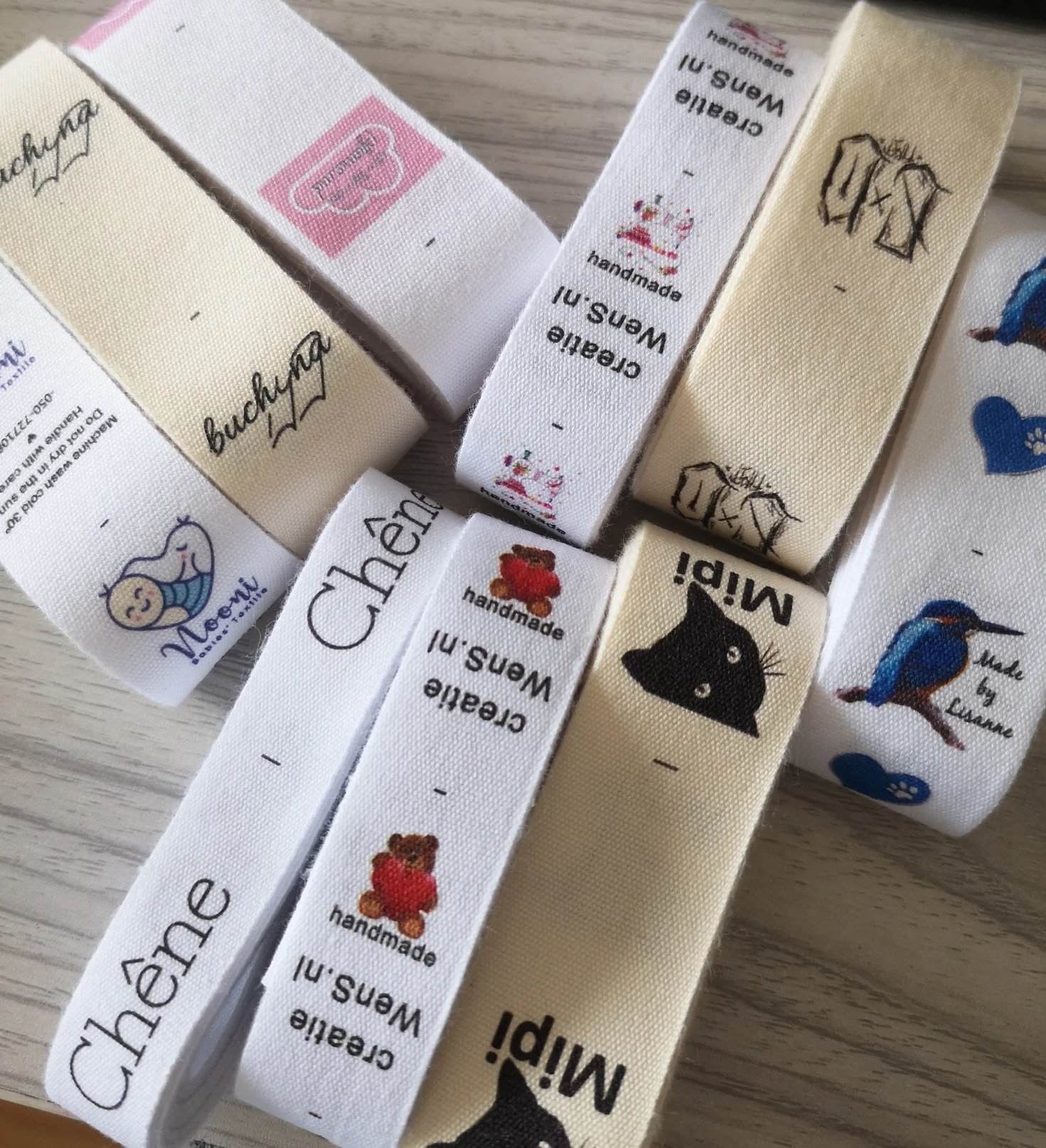 15X50mm Custom Personalize Cotton Labels Clothing Private Brand Tag Handmade Labels Cotton Color Print Name Brand Labels