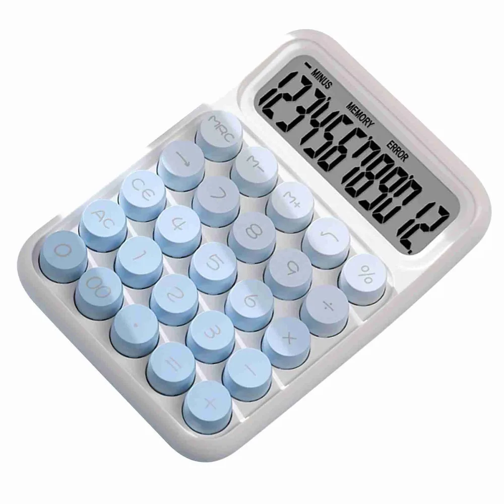 Plastic Shell Mechanical Keyboard Calculator Large Display Screen Compact Size Portable Desktop Calculator Light Weight