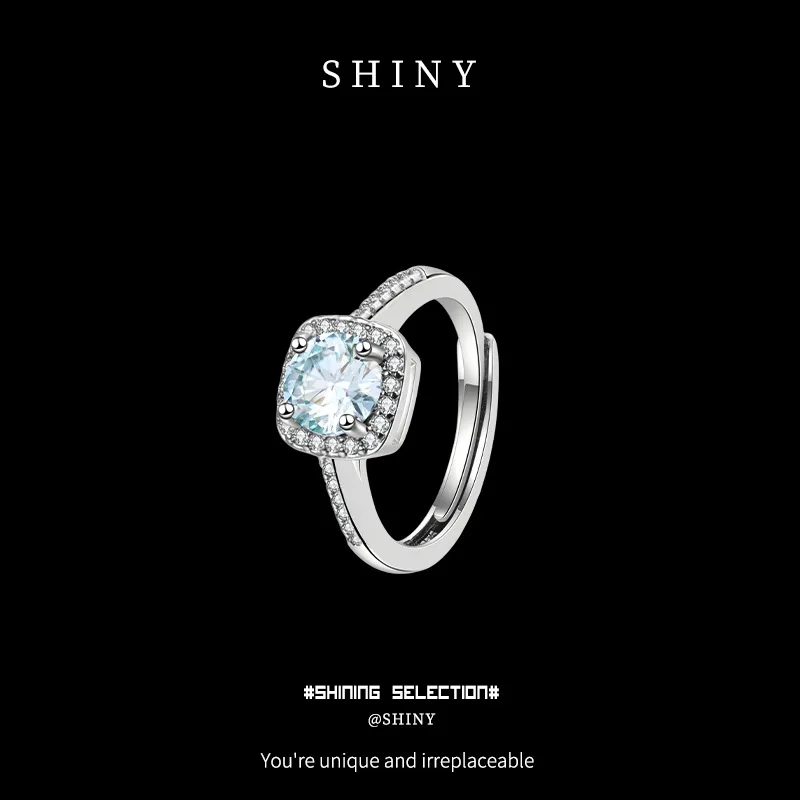 Bague de fiançailles carrée en argent pur massif S925, 1ct, couleur D, Moissanite, tendance, Design sucre, best-seller